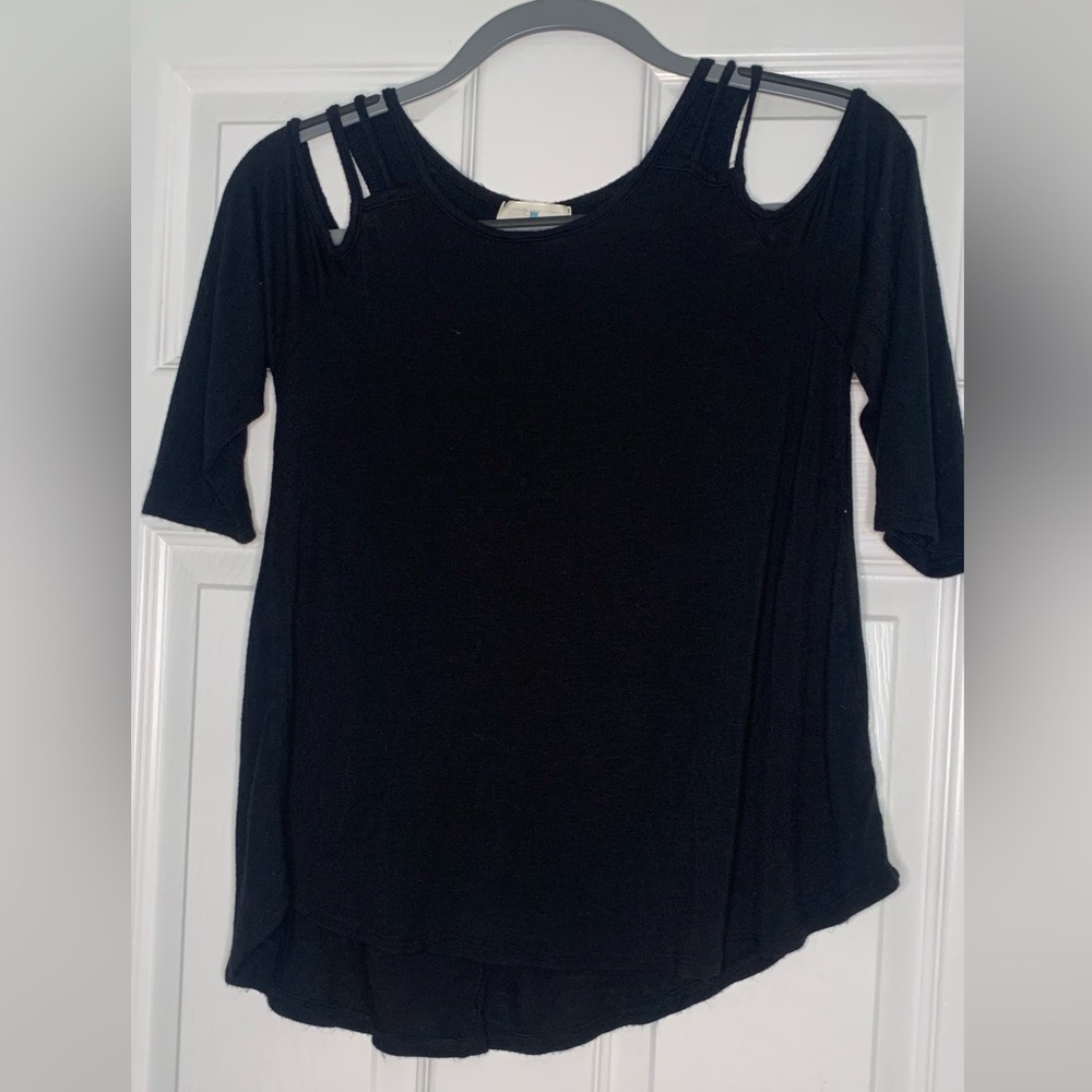 Threads Studio Sheer Cutout Top in Black